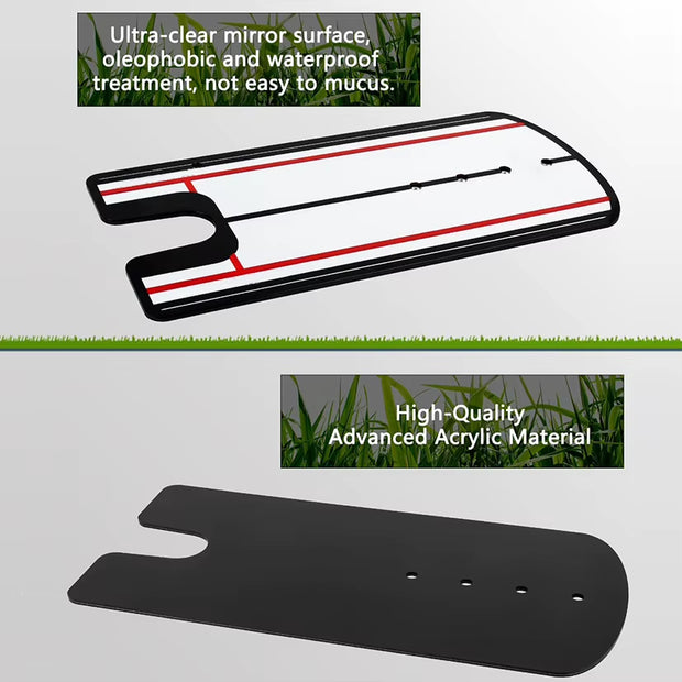Portable Golf Putting Alignment Mirror - 12x6 Inches for Indoor & Outdoor Practice