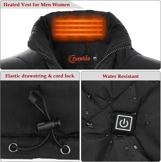 Heated Vest for Men Women USB Electric 8 Heating Zones Heated Jacket Vest for Winter Warm, No Battery Pack