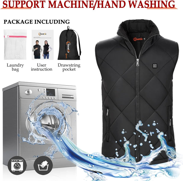 Heated Vest for Men Women USB Electric 8 Heating Zones Heated Jacket Vest for Winter Warm, No Battery Pack