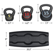 Elevate Your Home Workouts with the 3-Piece Kettlebell Set & Storage Rack – Perfect for Strength Training and Fitness Goals!