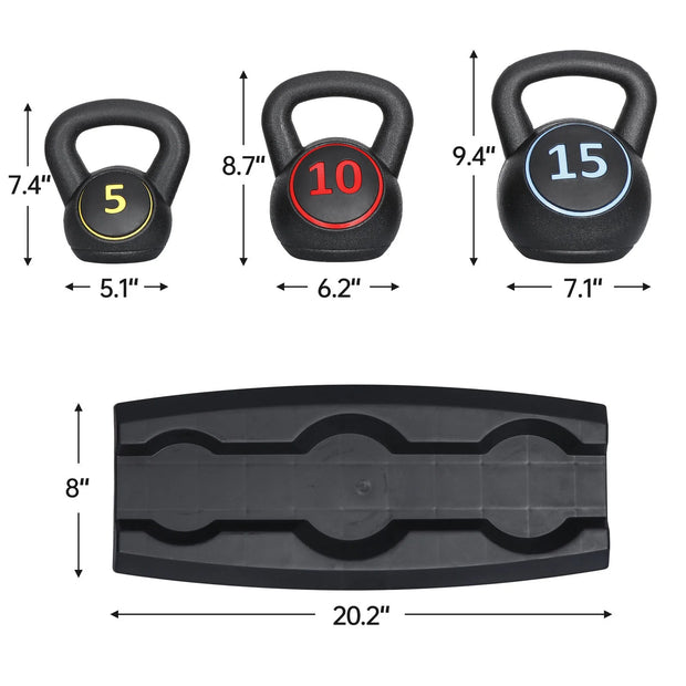 Elevate Your Home Workouts with the 3-Piece Kettlebell Set & Storage Rack – Perfect for Strength Training and Fitness Goals!