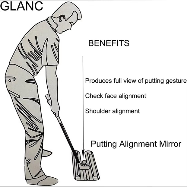 Portable Golf Putting Alignment Mirror - 12x6 Inches for Indoor & Outdoor Practice
