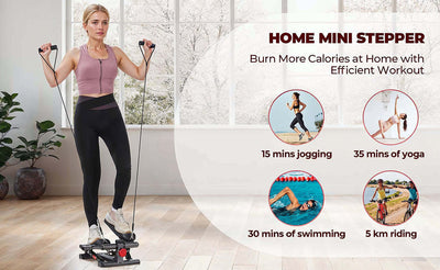 Mini Steppers for Workout with LCD Monitor with Resistance Bands