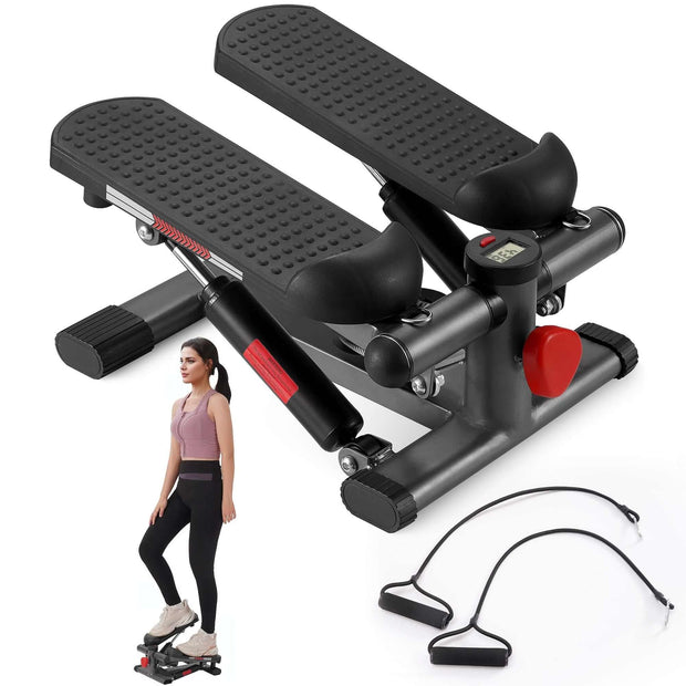 Mini Steppers for Workout with LCD Monitor with Resistance Bands