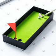 Mini Desktop Golf Pen Set - Complete Gift with Putting Green, 3 Club Pens, Balls, and Flag for Fun Desk Games