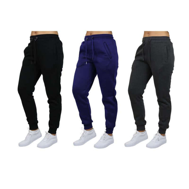 Women'S 3Pcs Loose Fit Fleece-Lined Classic Joggers Size S-2XL