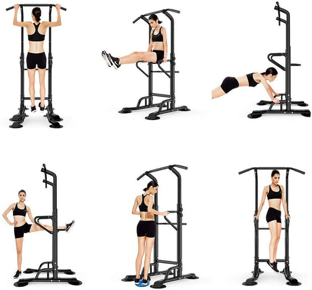 Elevate Your Workout with the Power Tower Dip Station - Multi-Function Strength Training Fitness Station for Home and Gym, Supports Up to 330Lbs