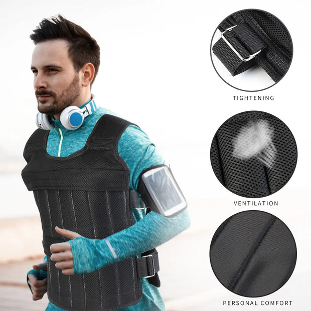 Adjustable Weight Vest Jacket for Running & Fitness - 3/15/20/35/50Kg Options