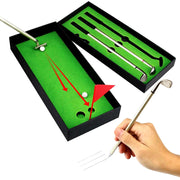 Mini Desktop Golf Pen Set - Complete Gift with Putting Green, 3 Club Pens, Balls, and Flag for Fun Desk Games