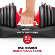 Compact powerblock dumbbells with adjustable weight settings